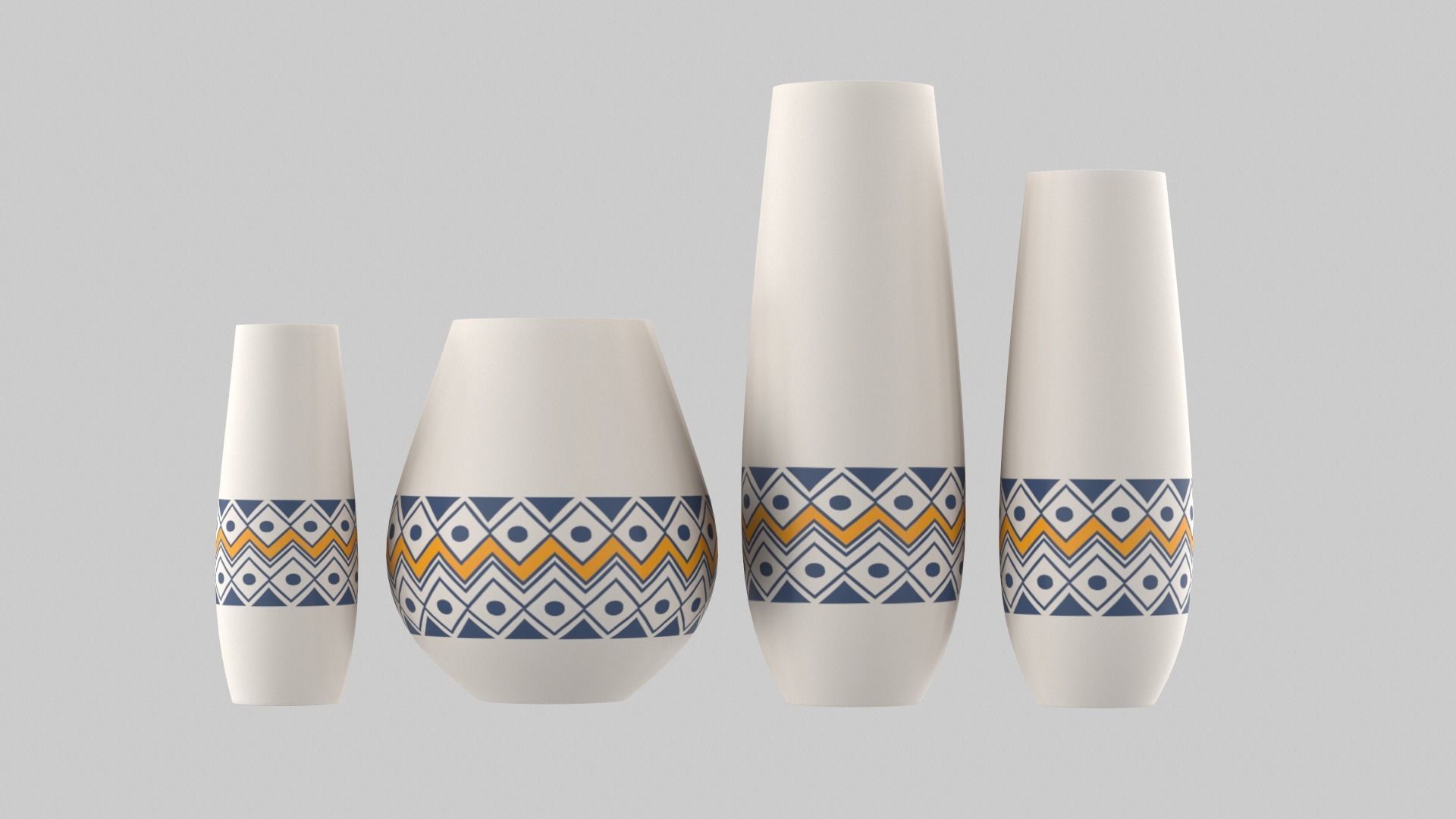 White Vase Set 3D model_12
