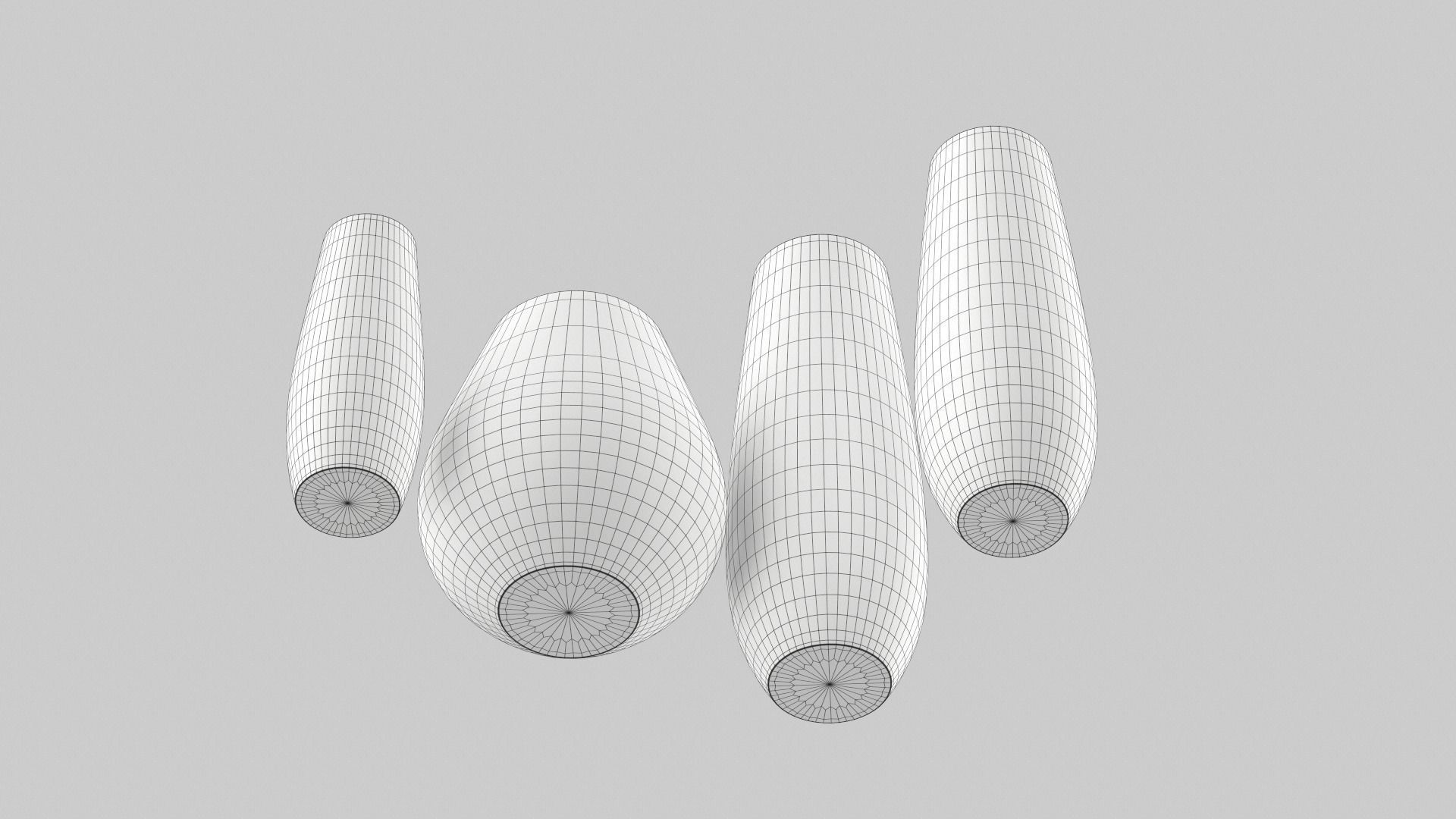 White Vase Set 3D model_8