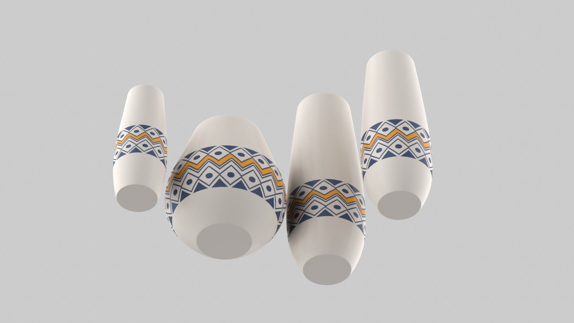 White Vase Set 3D model_11