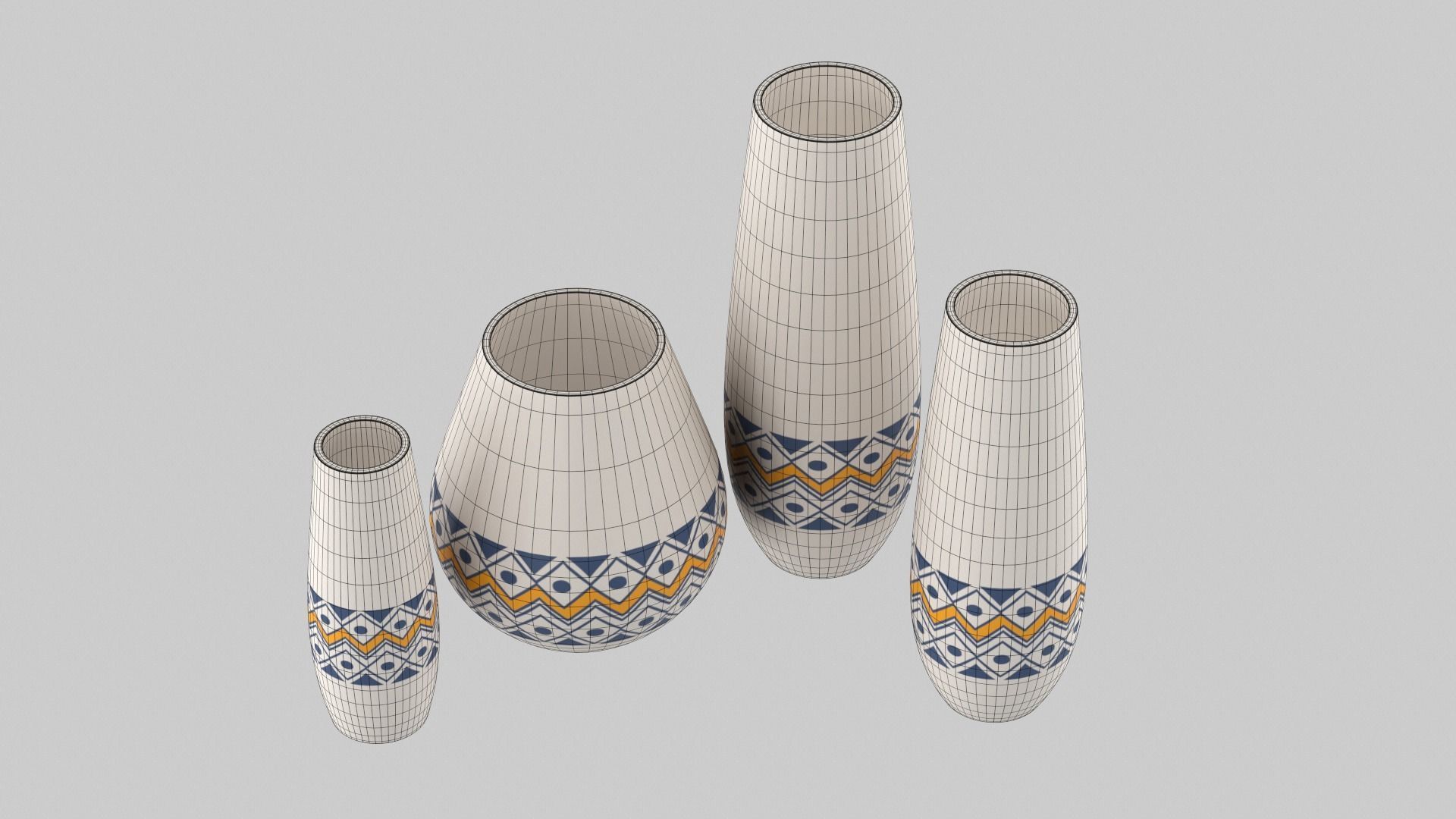 White Vase Set 3D model_6