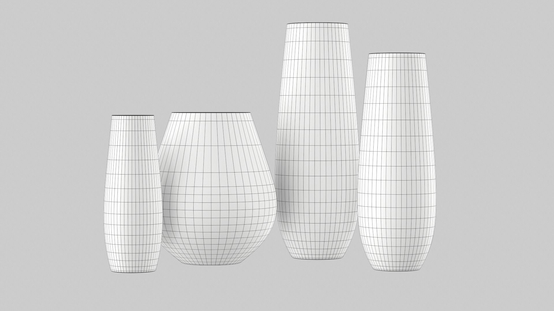 White Vase Set 3D model_2