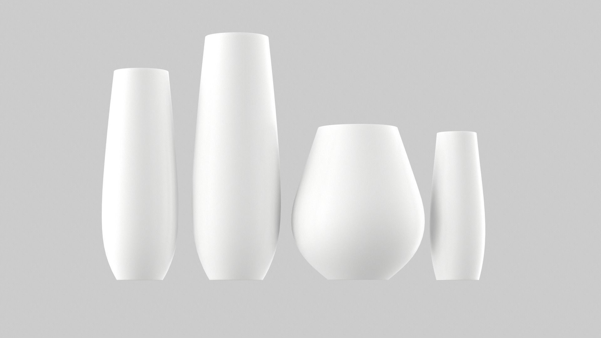 White Vase Set 3D model_24