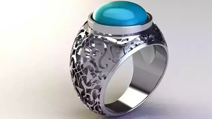 Turquoise Detailed Silver Ring