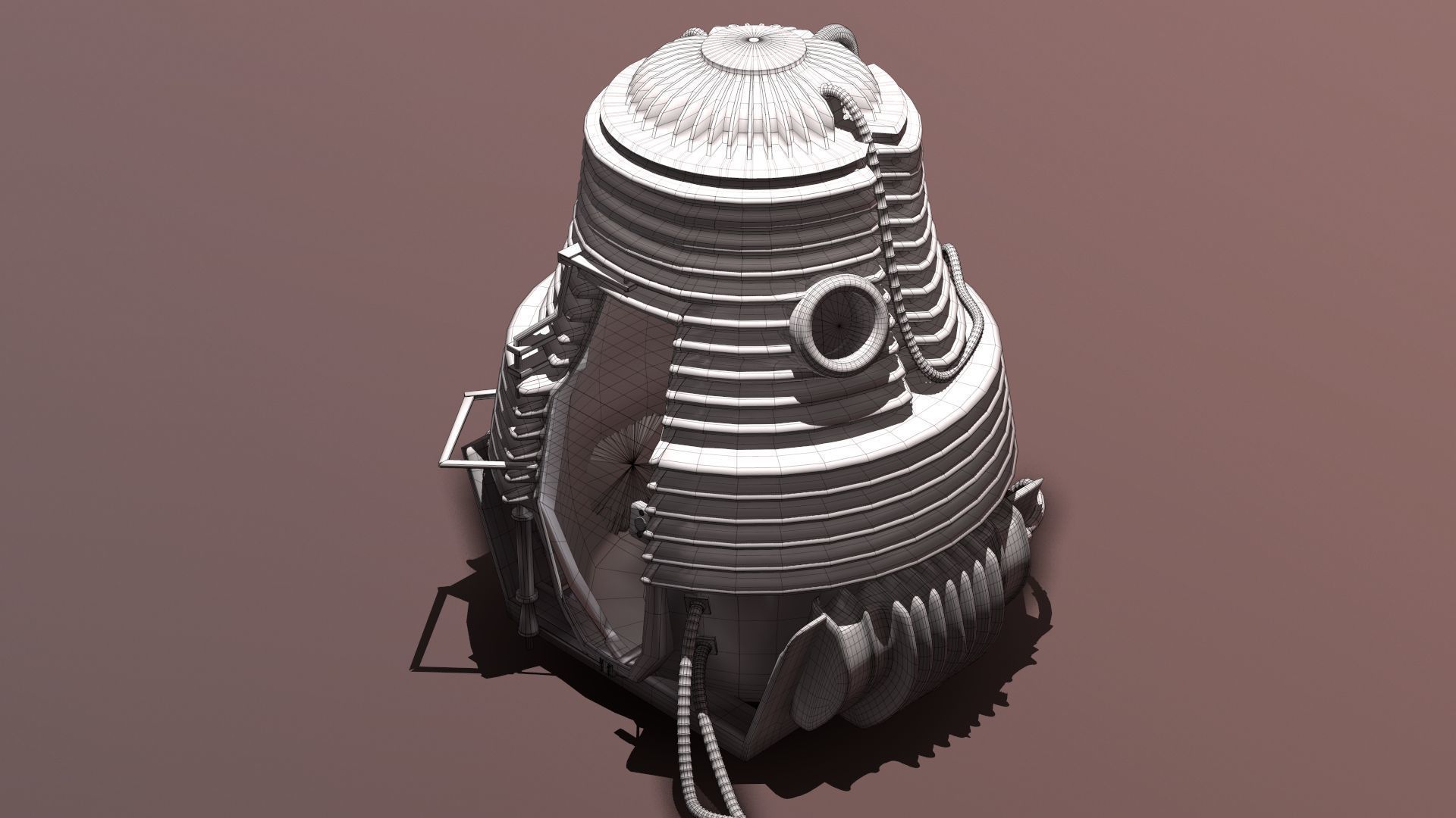 The Fly Teleportation pod Renderable  Low-poly 3D model_6