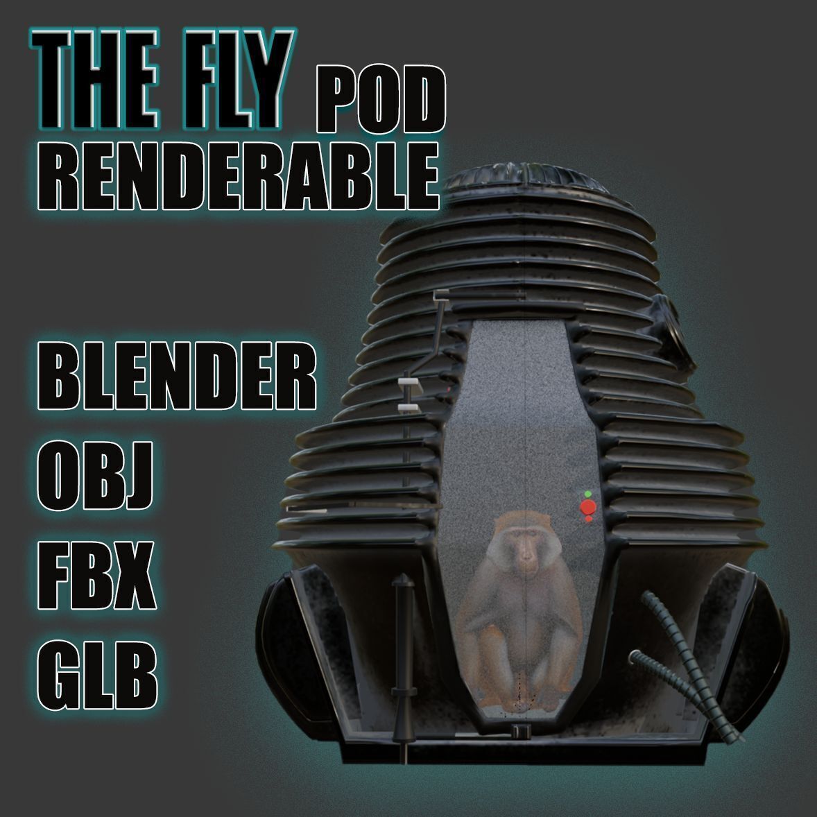 The Fly Teleportation pod Renderable  Low-poly 3D model_23