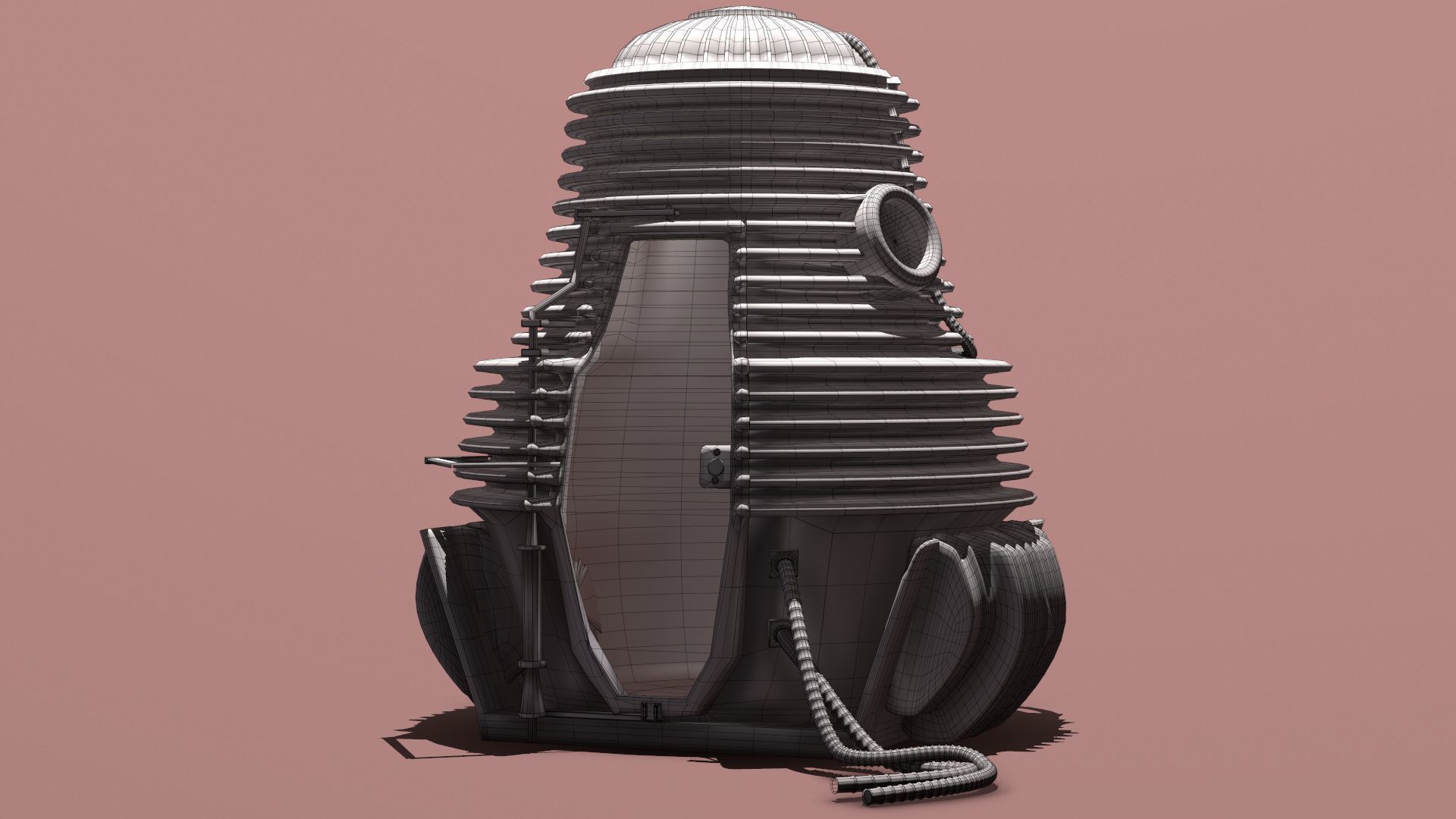 The Fly Teleportation pod Renderable  Low-poly 3D model_4