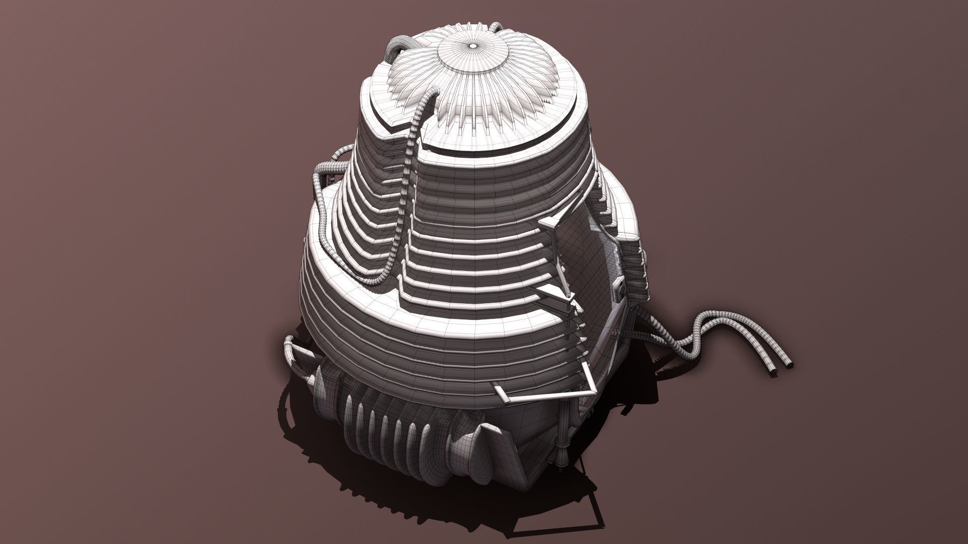 The Fly Teleportation pod Renderable  Low-poly 3D model_16