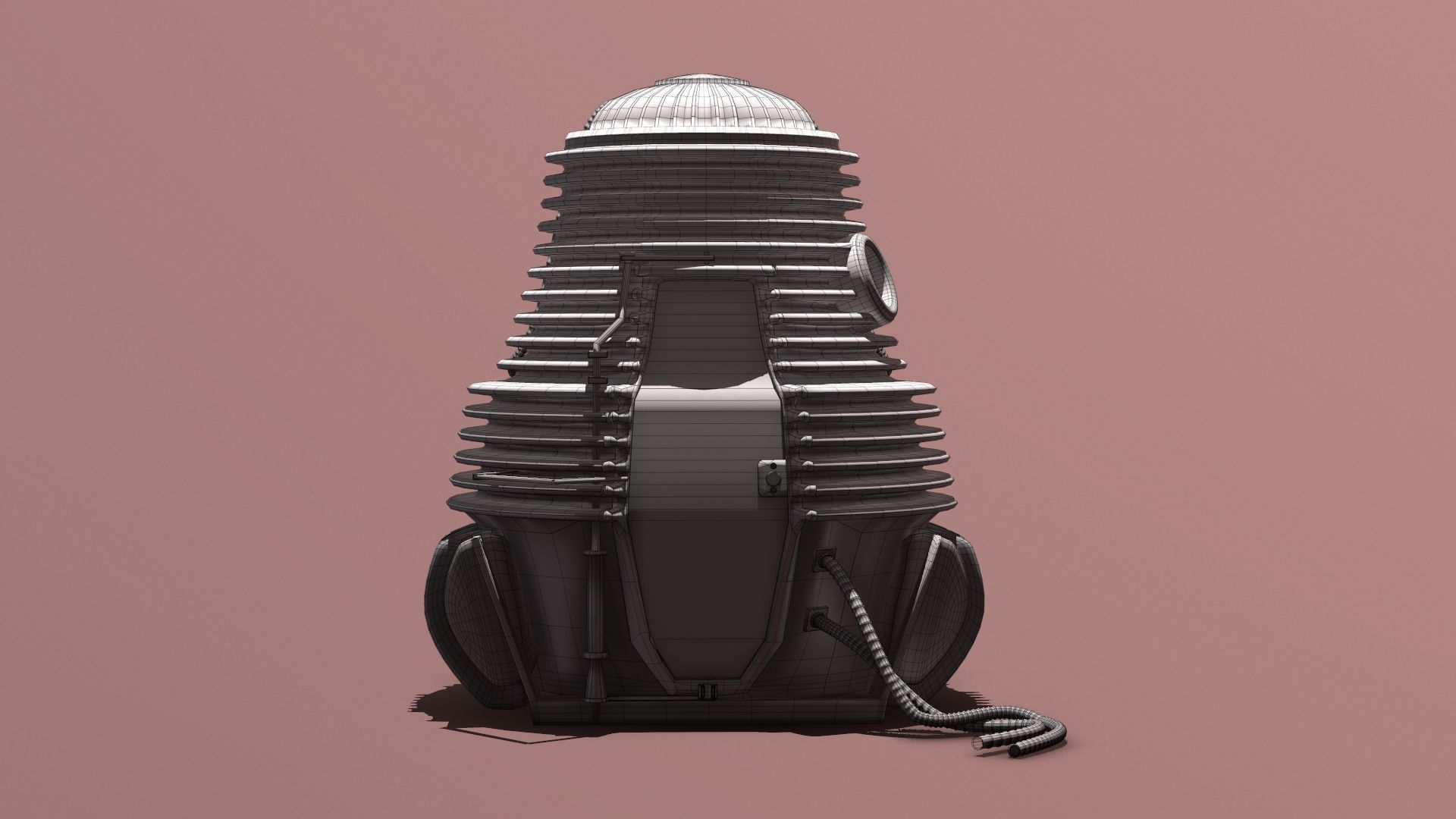 The Fly Teleportation pod Renderable  Low-poly 3D model_7