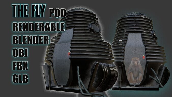 The Fly Teleportation pod Renderable  Low-poly 3D model