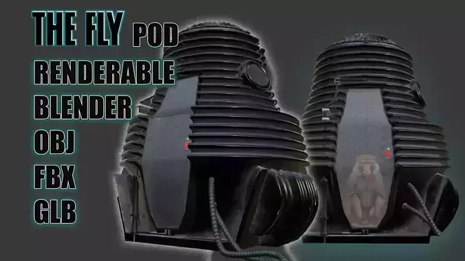 The Fly Teleportation pod Renderable  Low-poly 3D model