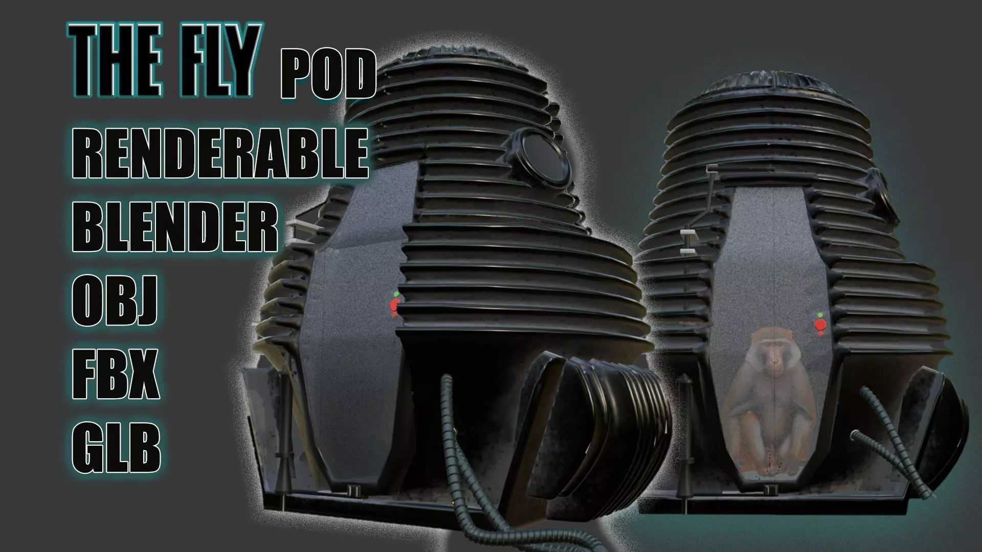 The Fly Teleportation pod Renderable  Low-poly 3D model_0