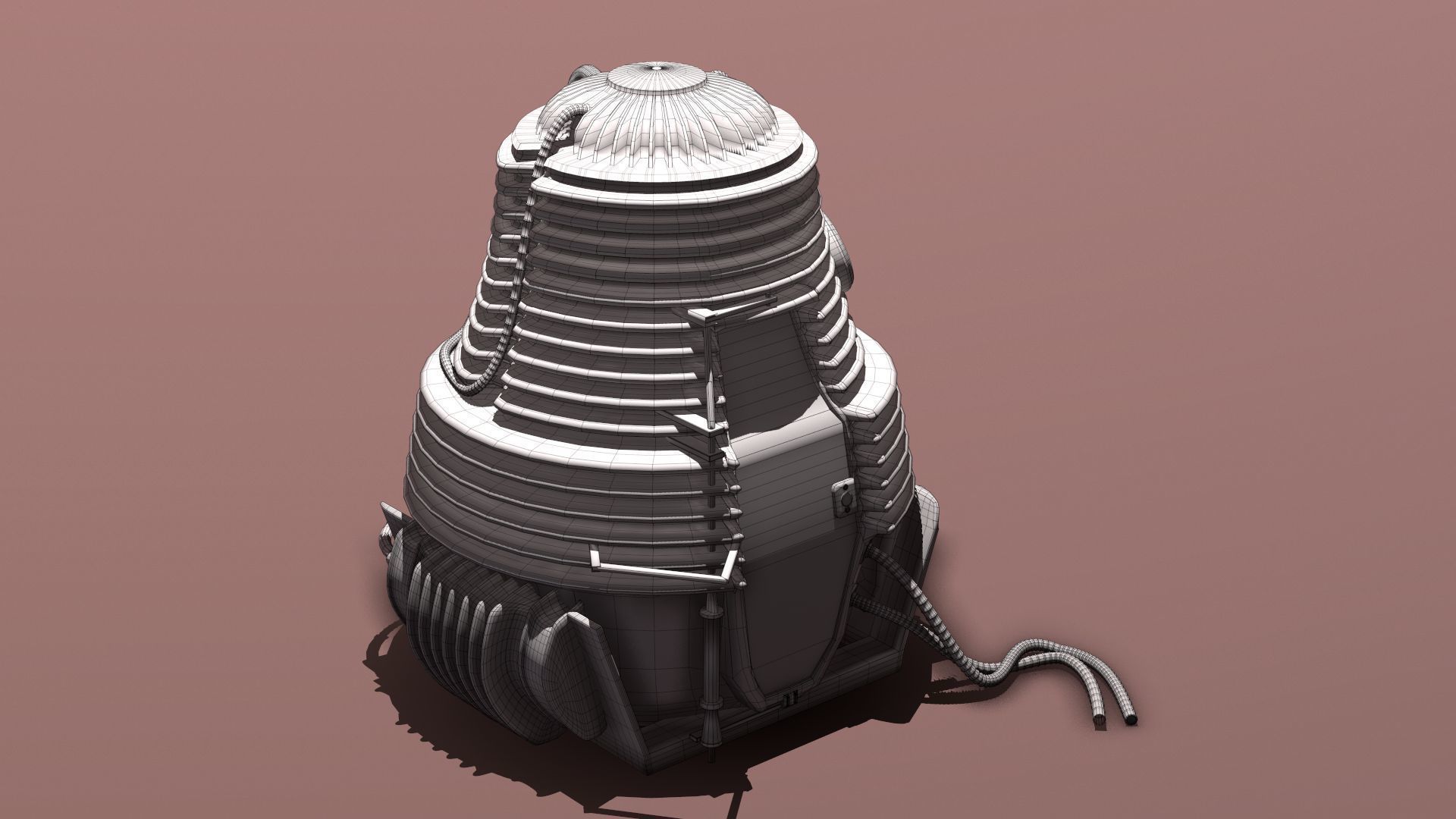 The Fly Teleportation pod Renderable  Low-poly 3D model_3