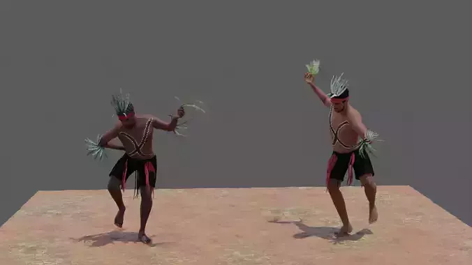 3D Australian Aboriginal Men Dancing 3D model