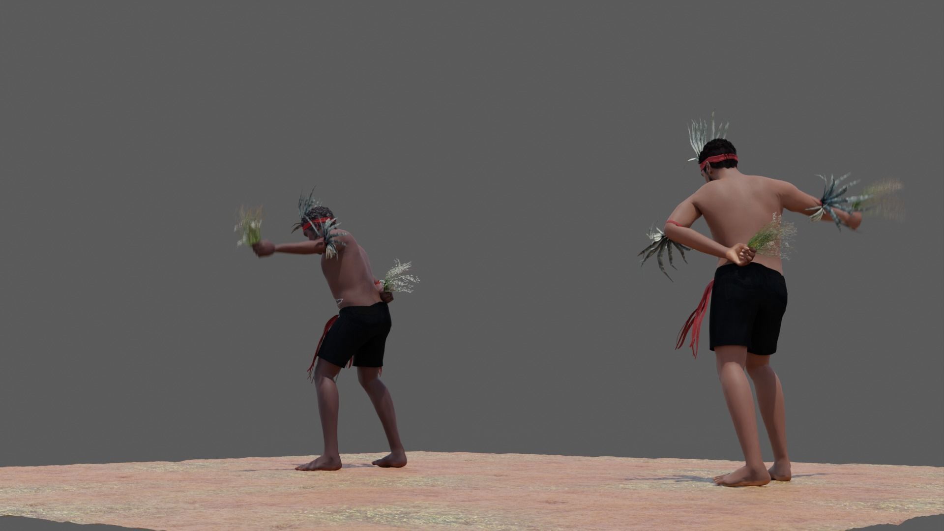 3D Australian Aboriginal Men Dancing 3D model_3