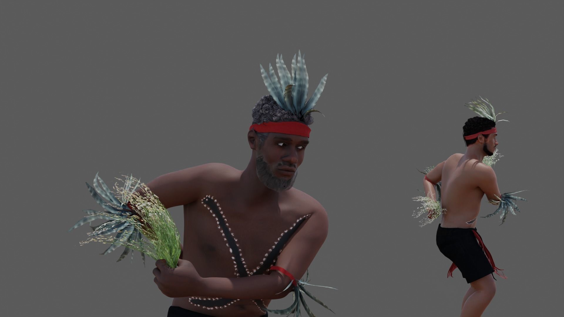 3D Australian Aboriginal Men Dancing 3D model_5