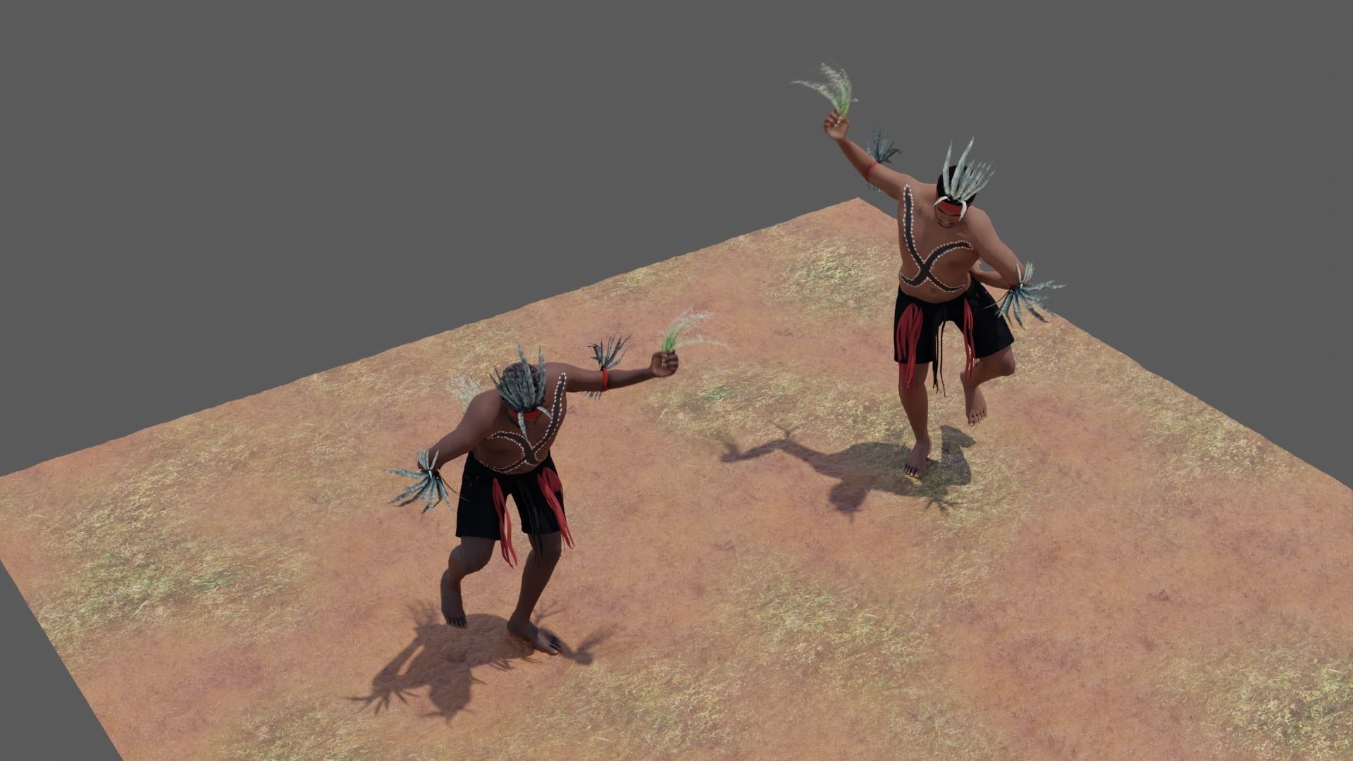 3D Australian Aboriginal Men Dancing 3D model_2