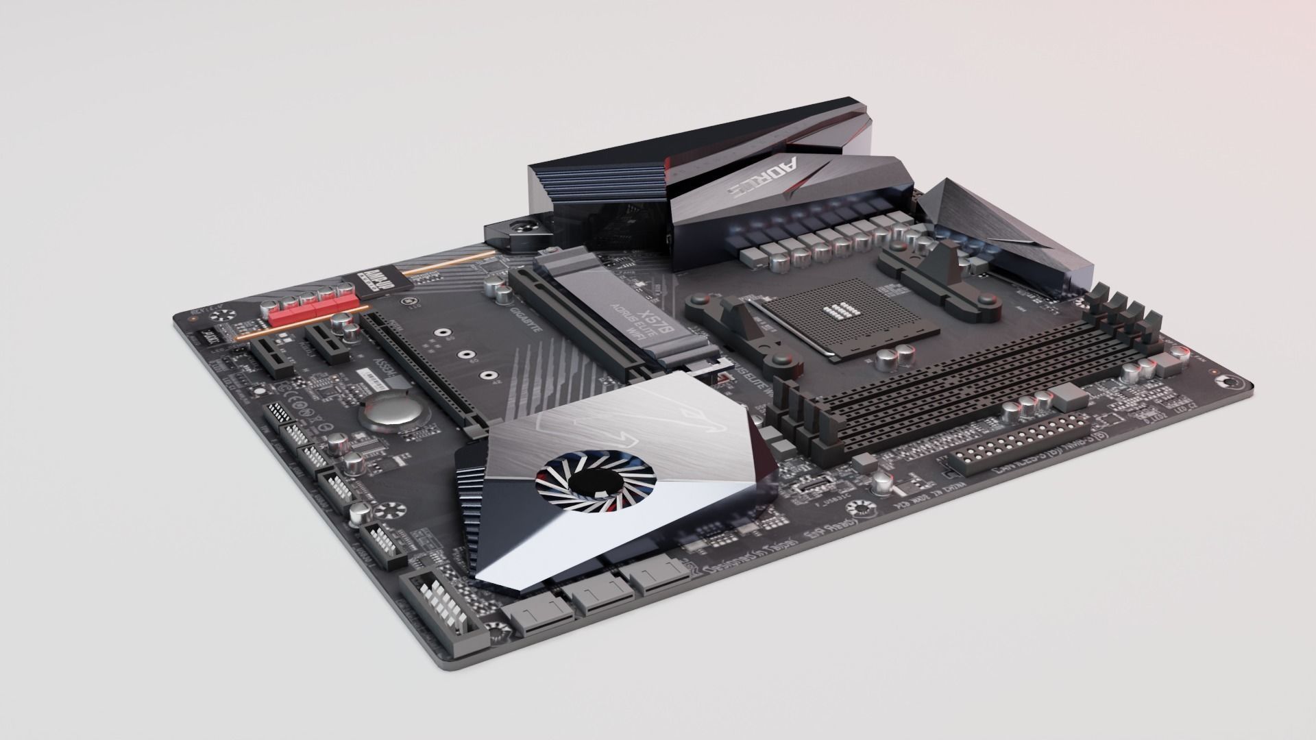 Motherboard Gigabyte X570 AORUS ELITE AM4 ATX  3D model_3