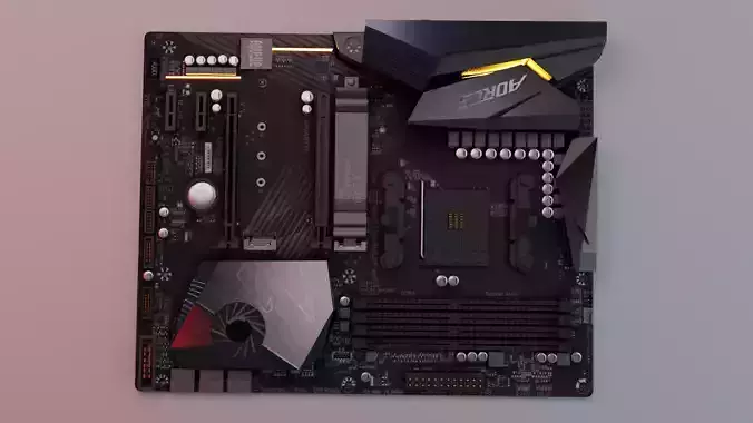 Motherboard Gigabyte X570 AORUS ELITE AM4 ATX  3D model
