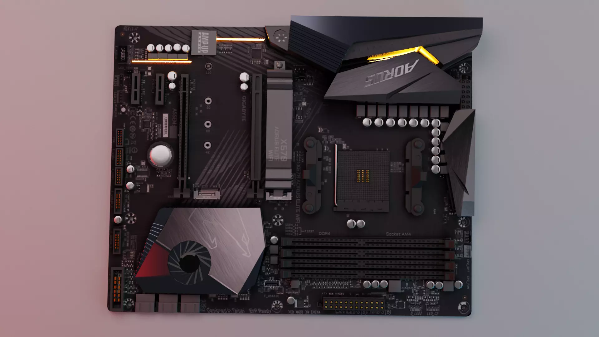 Motherboard Gigabyte X570 AORUS ELITE AM4 ATX  3D model_0