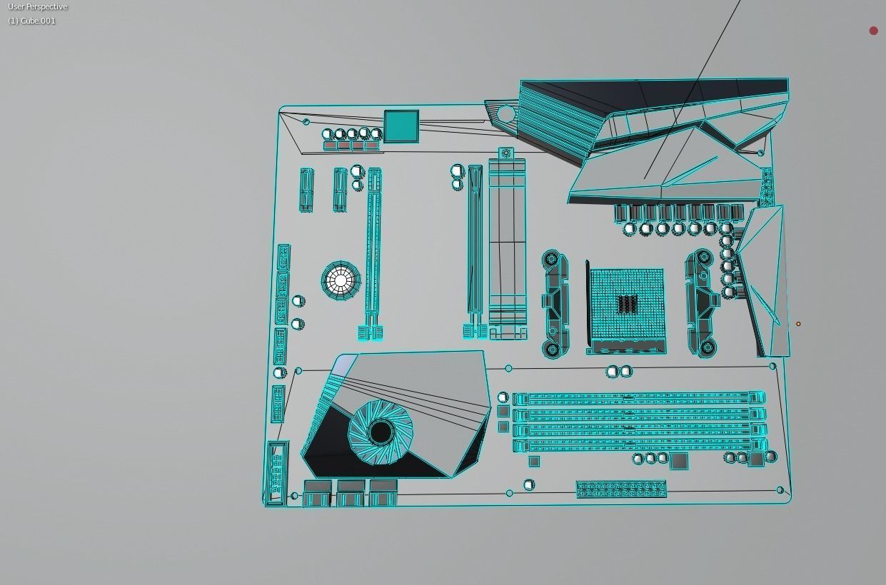 Motherboard Gigabyte X570 AORUS ELITE AM4 ATX  3D model_4