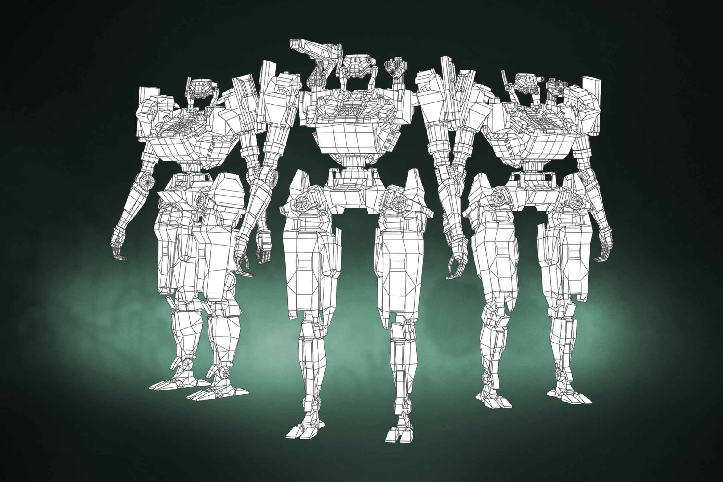 Humanoid Robot 02 Heavy Armor Low-poly 3D model Low-poly 3D model_3