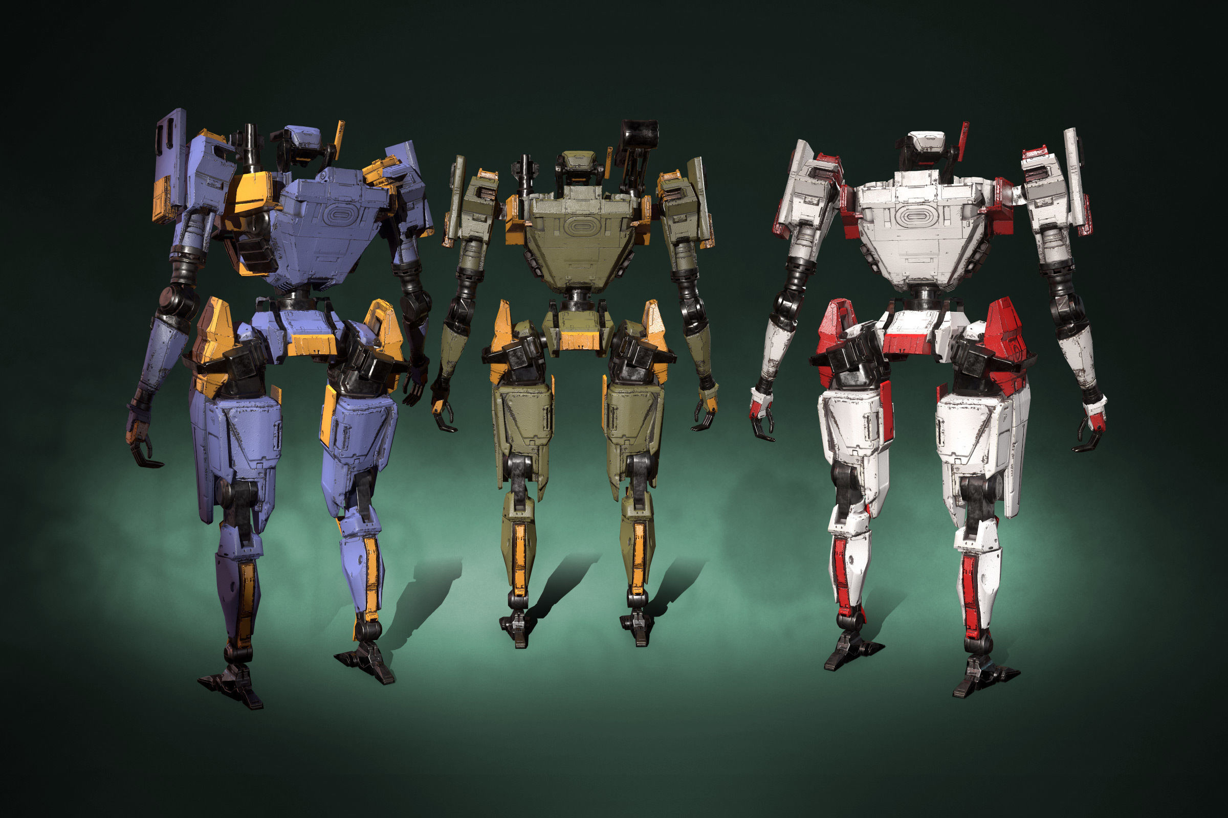 Humanoid Robot 02 Heavy Armor Low-poly 3D model Low-poly 3D model_4