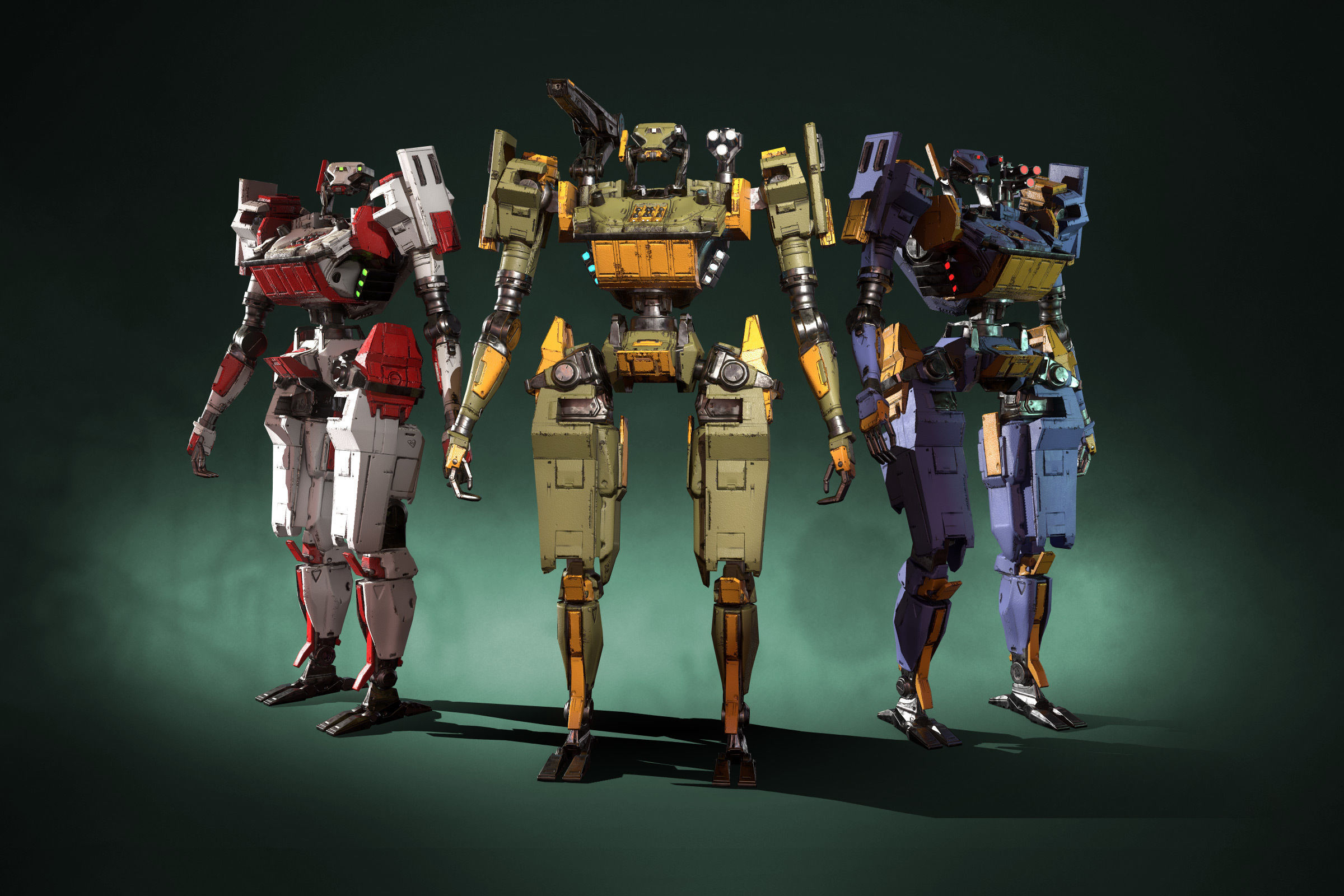 Humanoid Robot 02 Heavy Armor Low-poly 3D model Low-poly 3D model_2