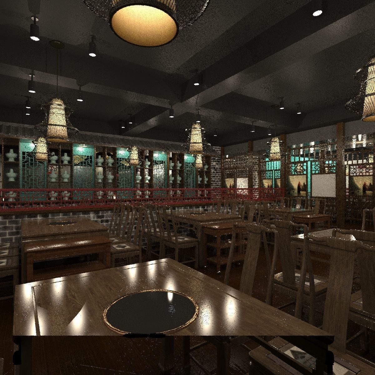 Chinese interior room design 3D model_3