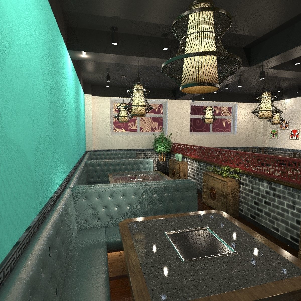 Chinese interior room design 3D model_2