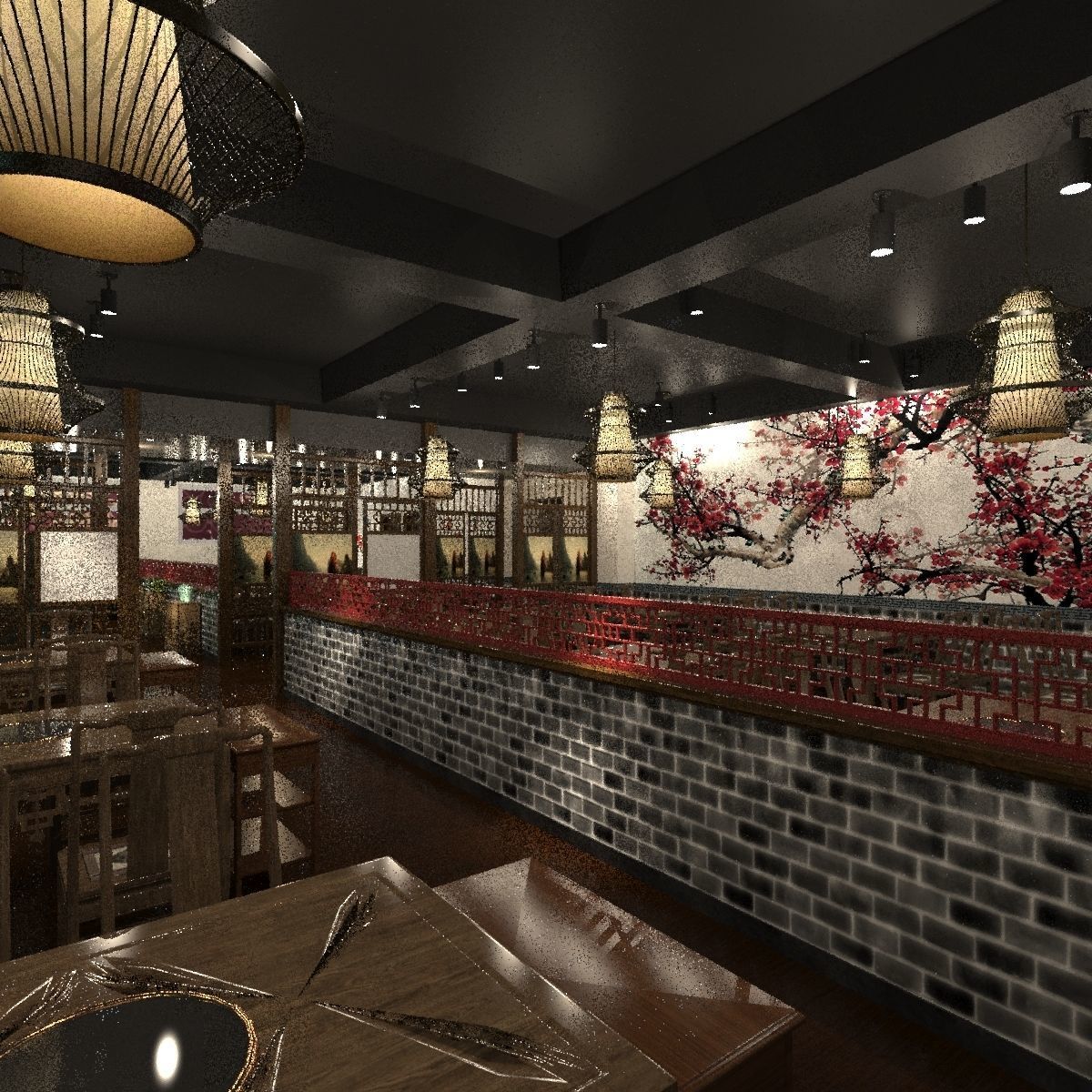 Chinese interior room design 3D model_4