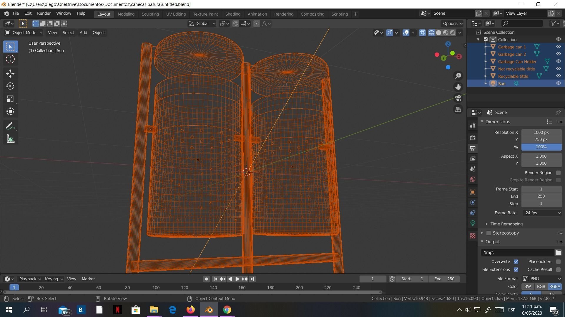 Garbage Can 3D model made in Blender exterior street Rigged Low-poly 3D model_16