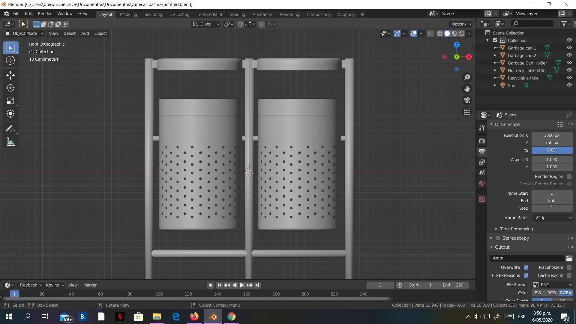 Garbage Can 3D model made in Blender exterior street Rigged Low-poly 3D model_13