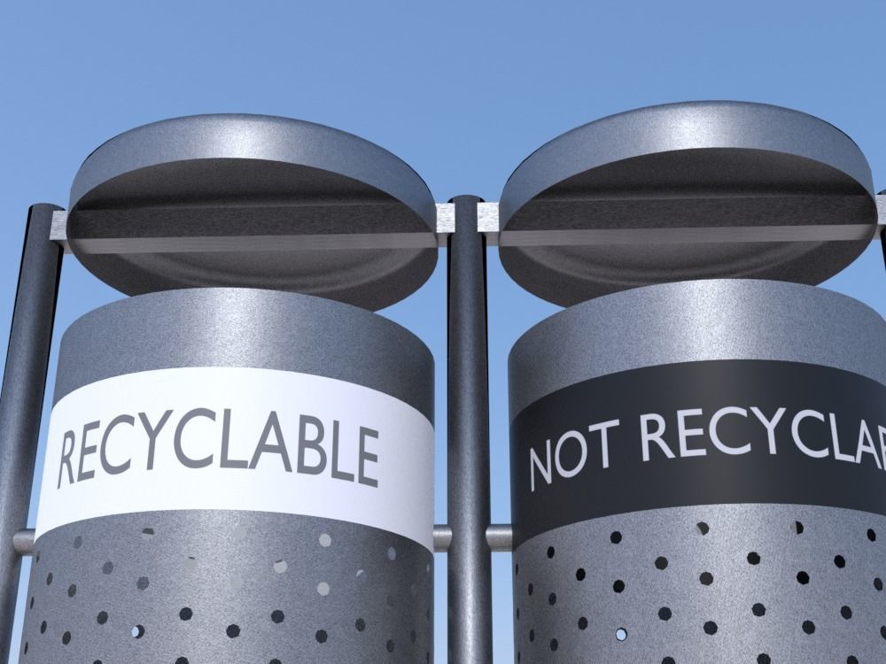 Garbage Can 3D model made in Blender exterior street Rigged Low-poly 3D model_6