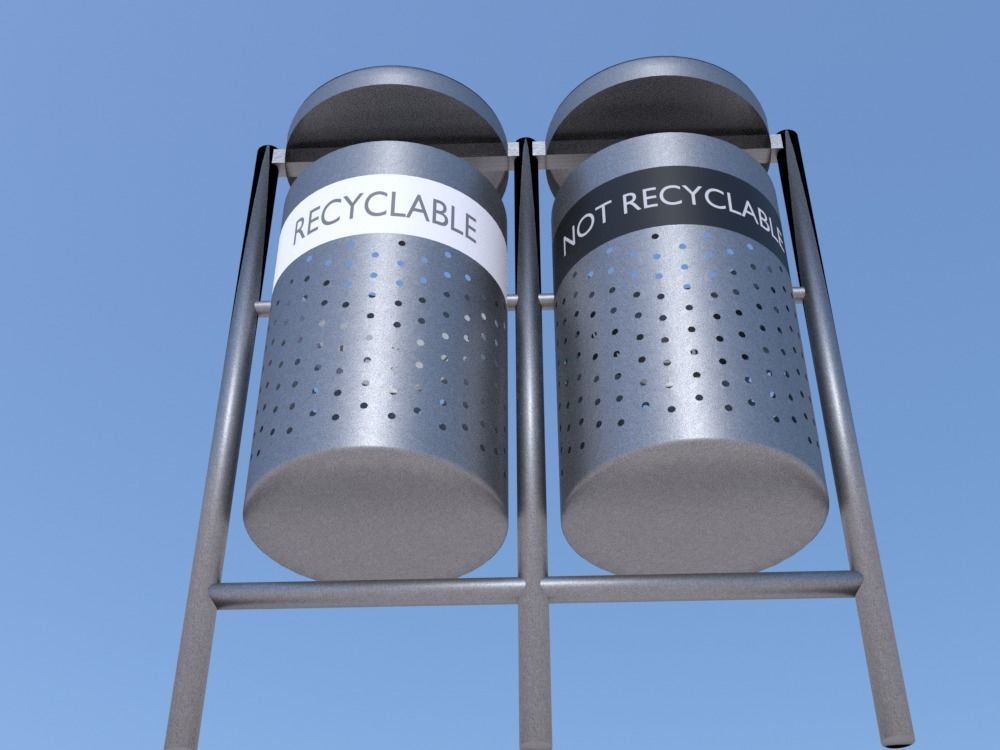Garbage Can 3D model made in Blender exterior street Rigged Low-poly 3D model_2