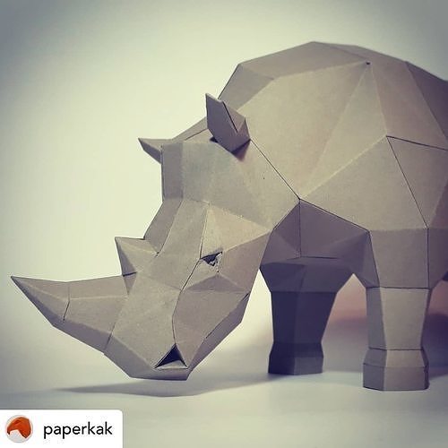 Rhino made out of paper Free 3D model