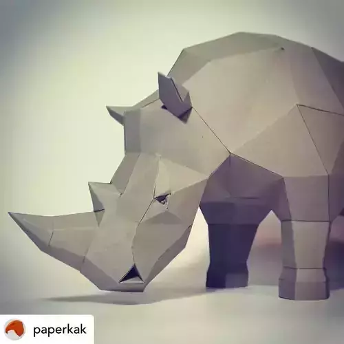 Rhino made out of paper