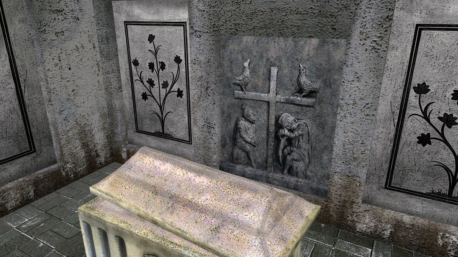 Old catacombs interior Low-poly 3D model_9