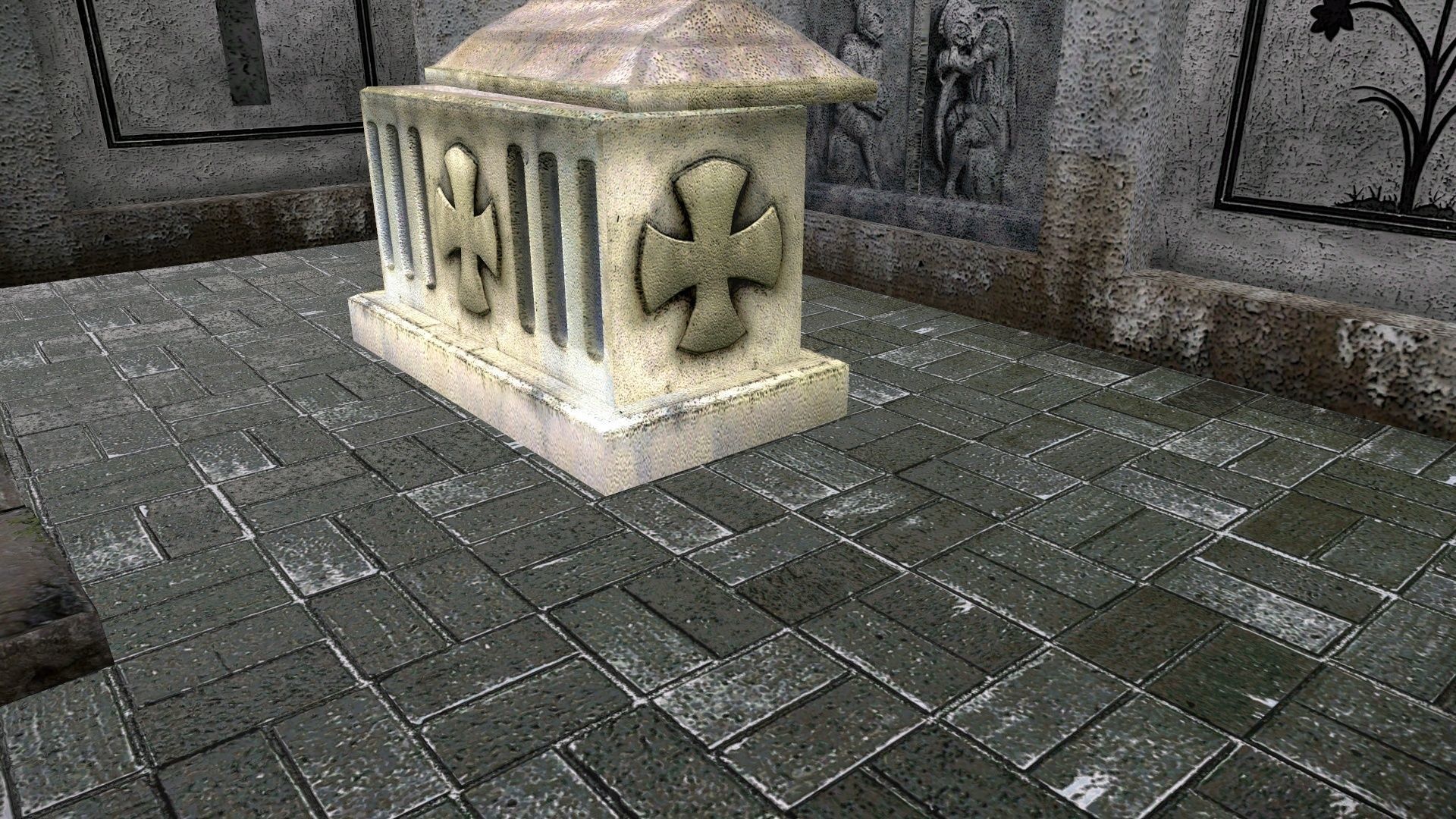 Old catacombs interior Low-poly 3D model_10