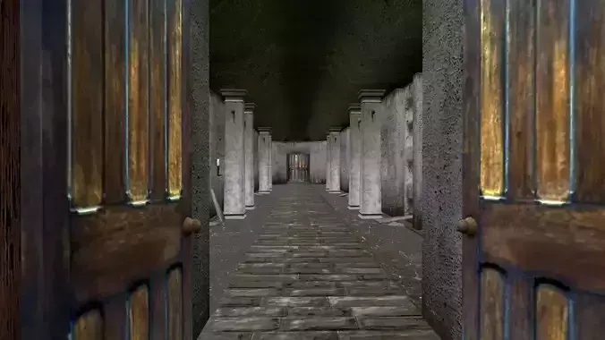 Old catacombs interior Low-poly 3D model