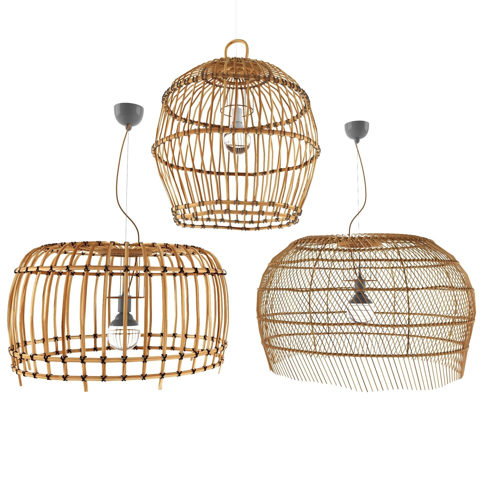 4 bamboo hanging lamp 3D model_2