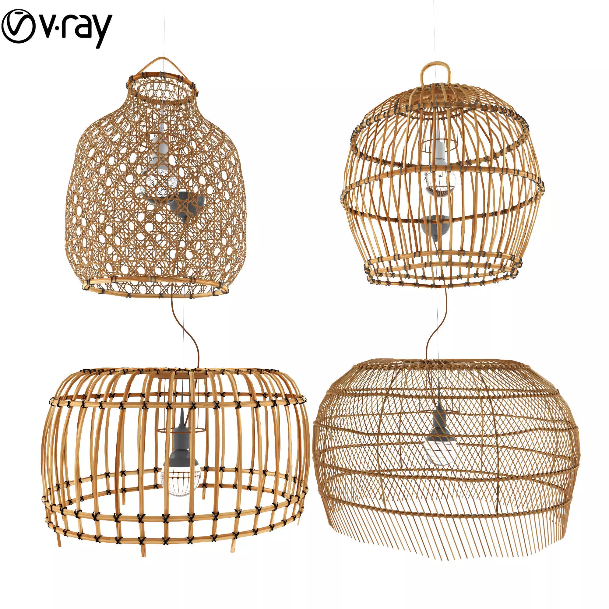 4 bamboo hanging lamp 3D model_0