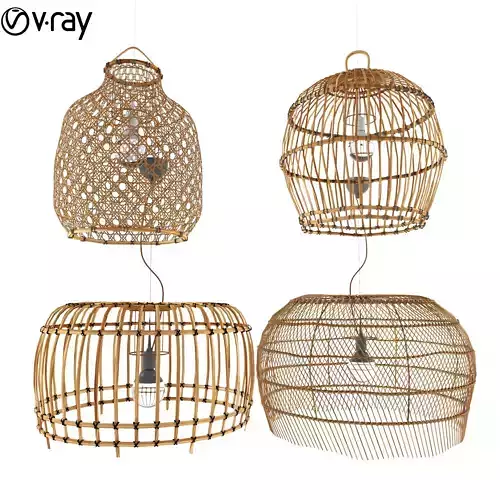 4 bamboo hanging lamp 3D model