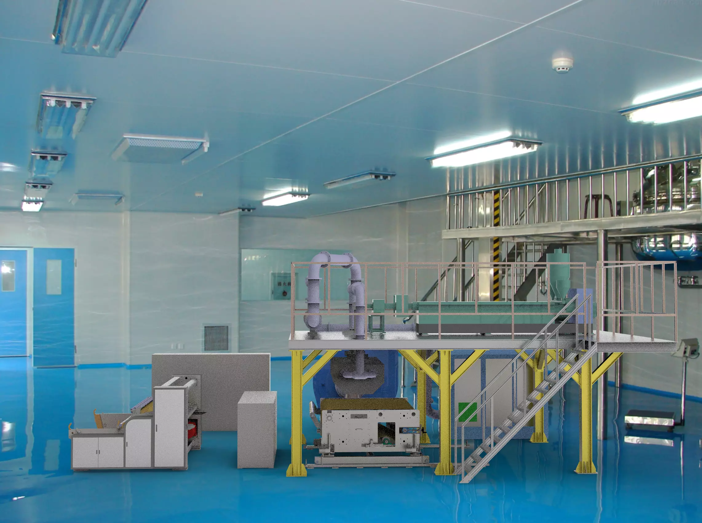 Melt-blown fabric production Assembly Line 3D model_0