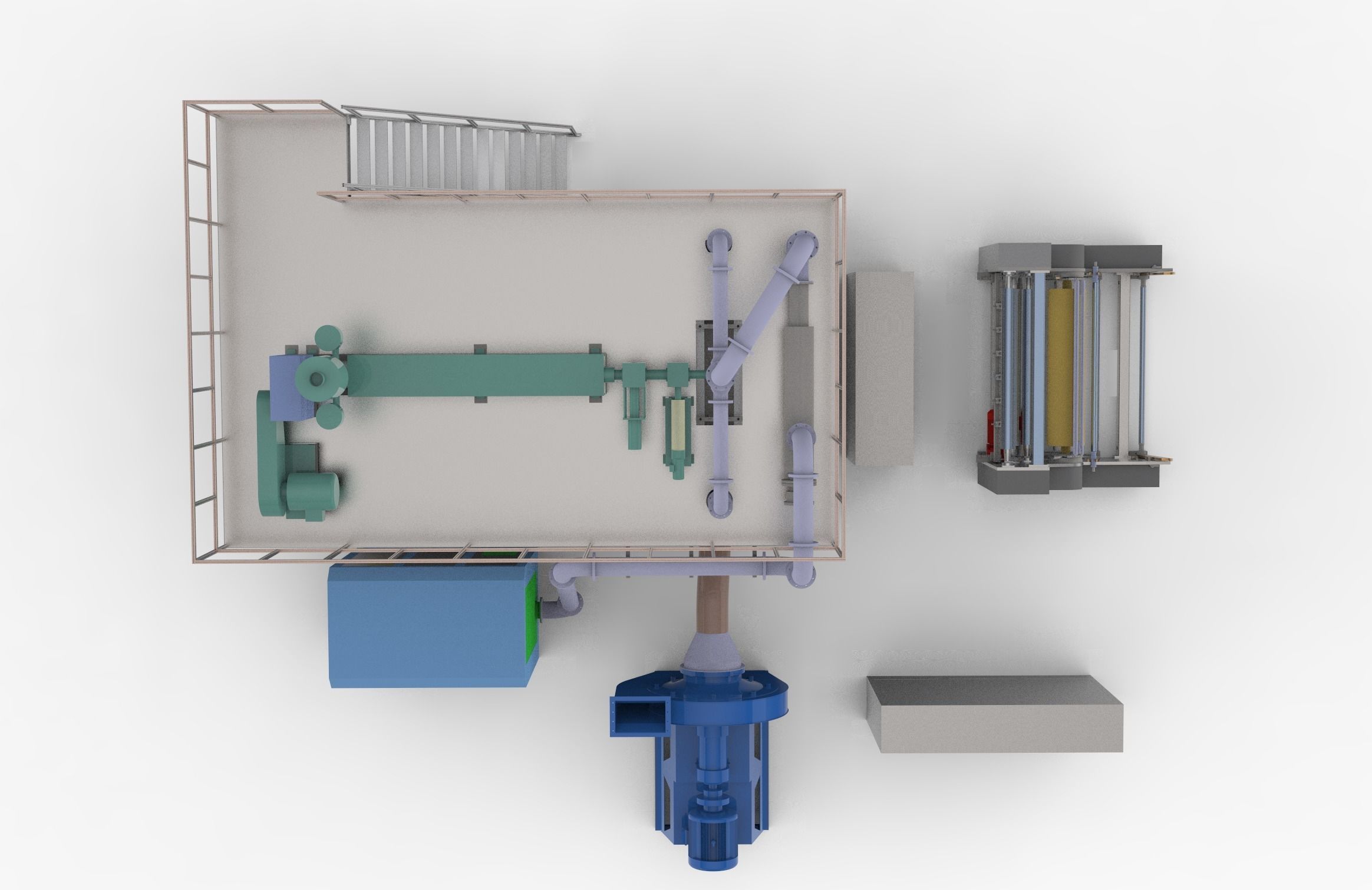 Melt-blown fabric production Assembly Line 3D model_5