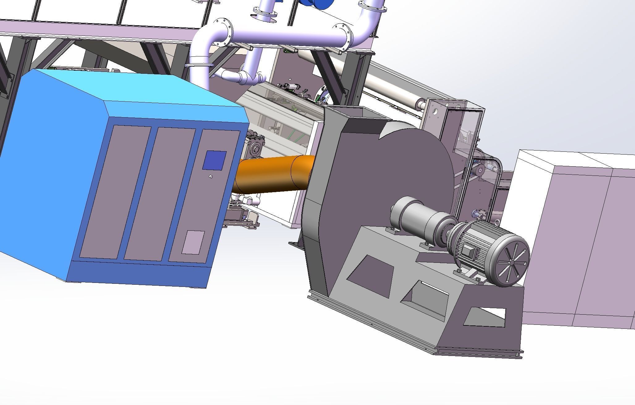 Melt-blown fabric production Assembly Line 3D model_9