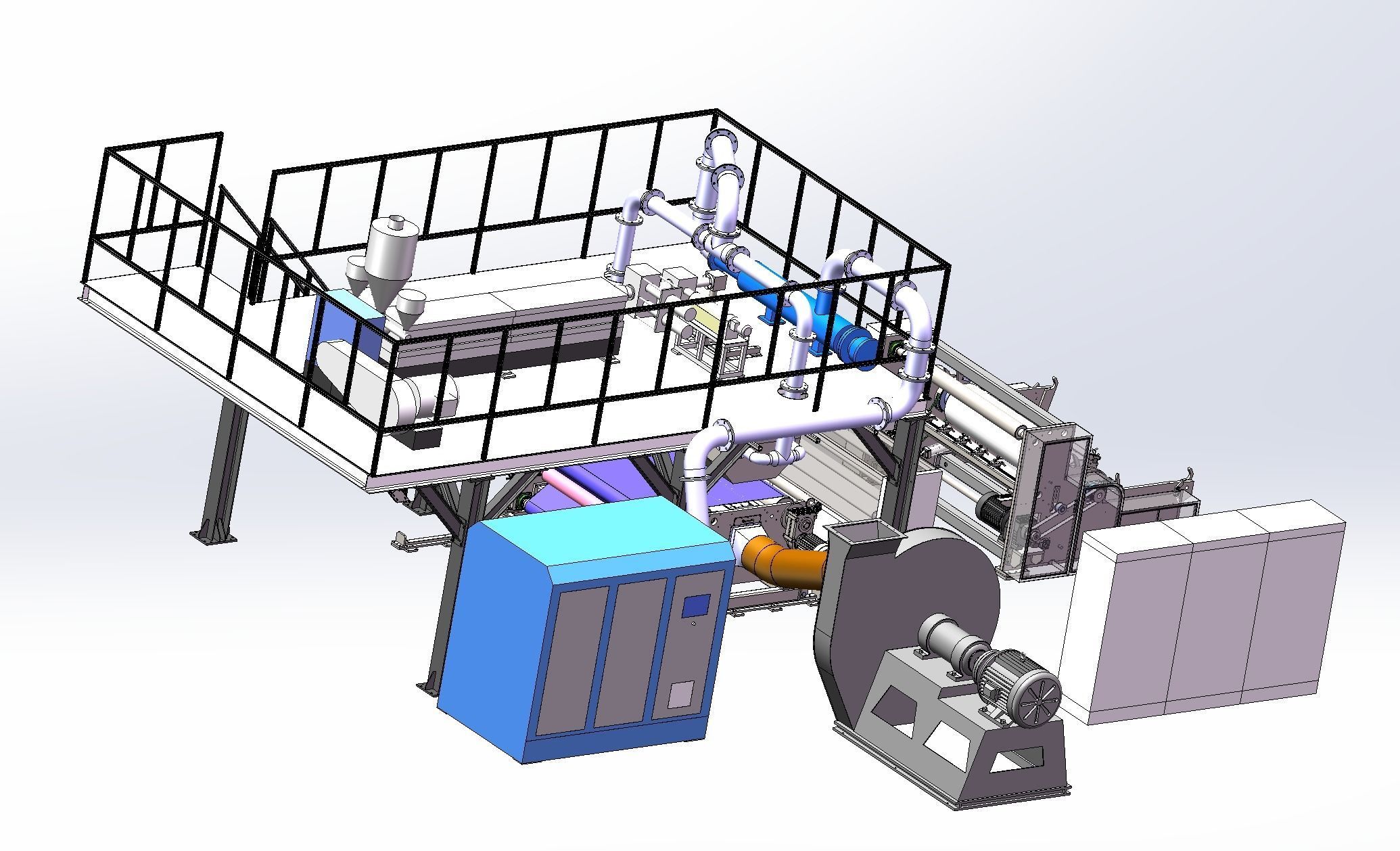 Melt-blown fabric production Assembly Line 3D model_13