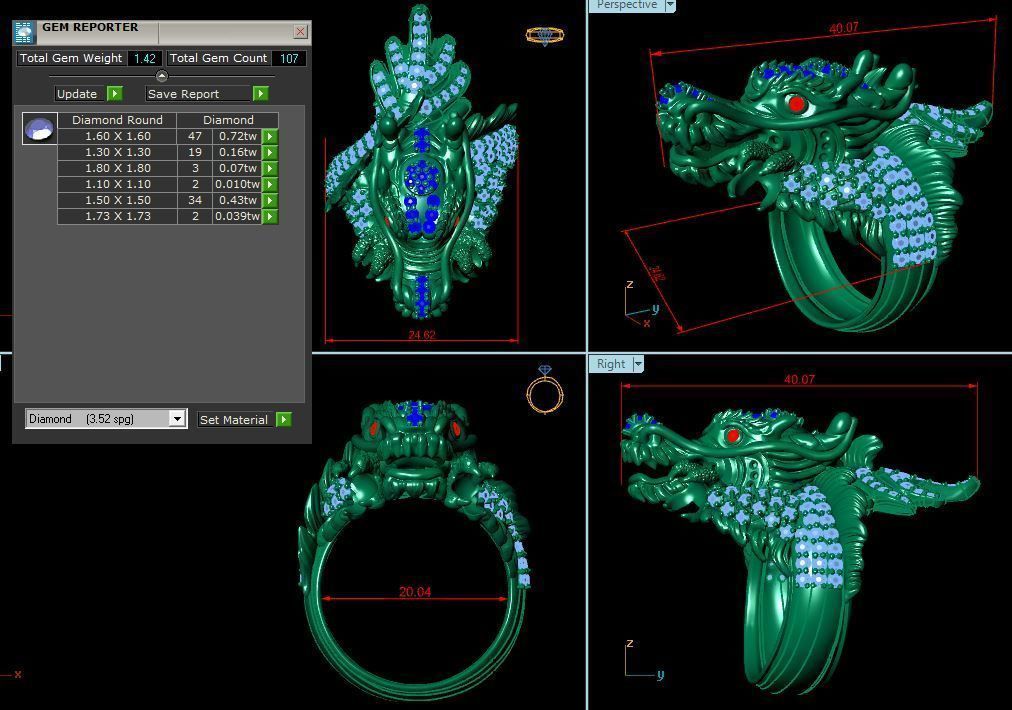 RING DRAGON print model 3dm 3D model_3