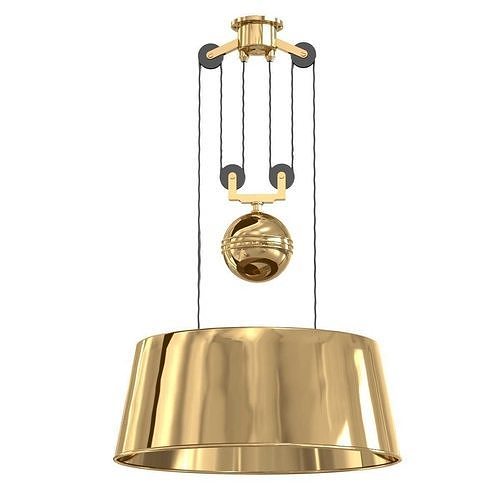 Soane Double Rise and Fall Ceiling Light  With Metal Drum Shade 3D model