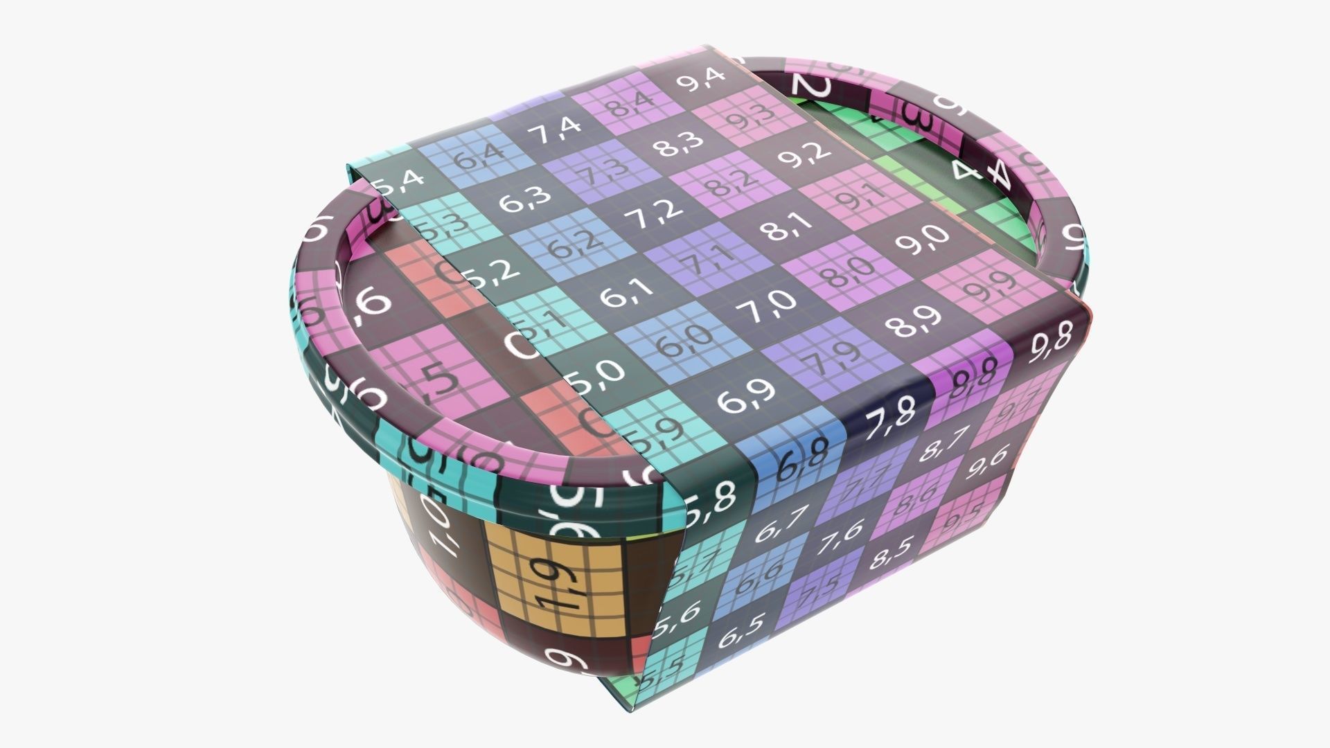 Lunch box with lid and paper wrap 3D model_10