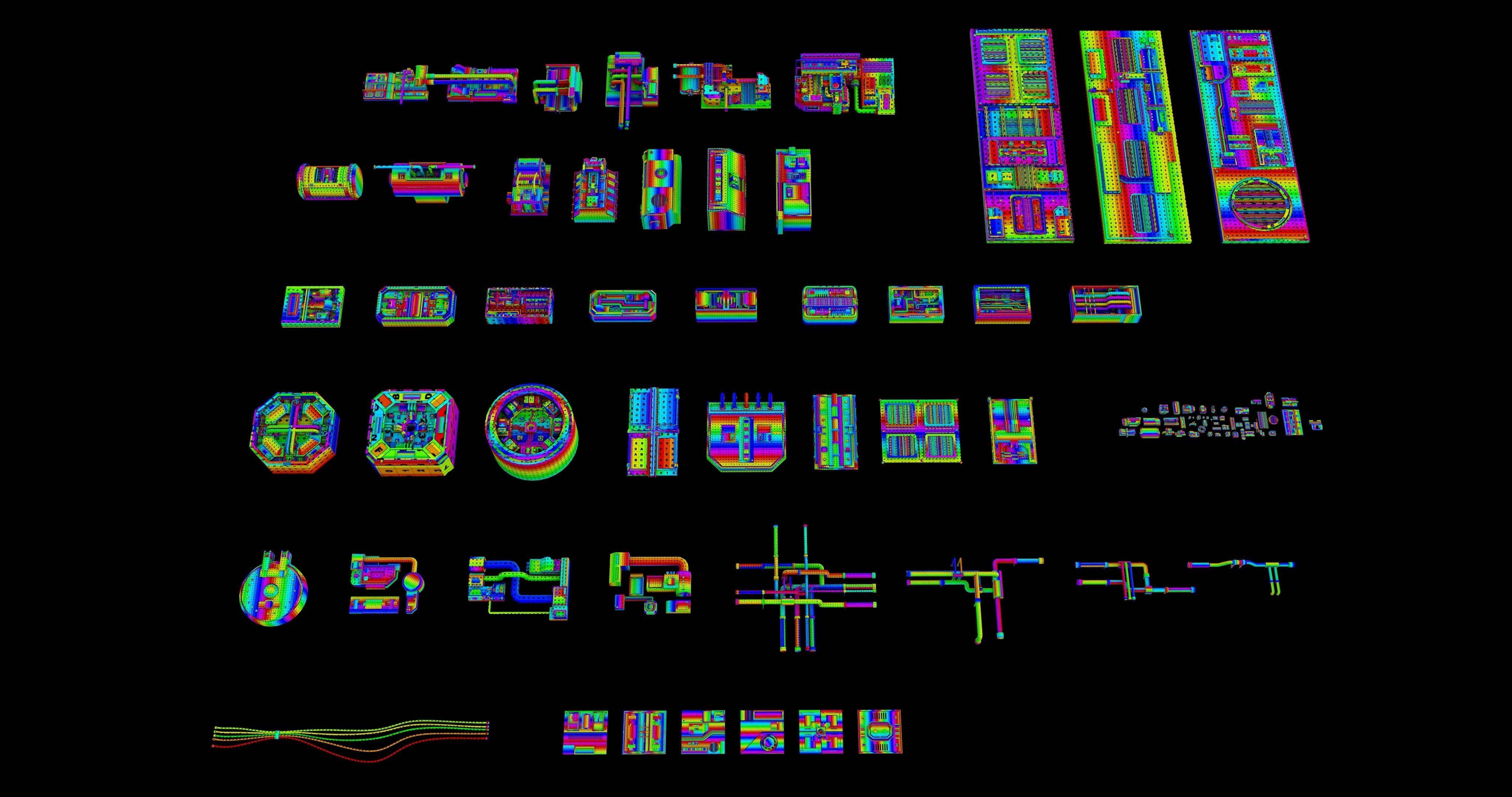 Sci-Fi  Greeble Kitbash 3D model_10